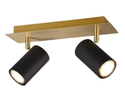 Deckenstrahler MARLEY Schwarz Gold 2-flammig, Breite 30cm