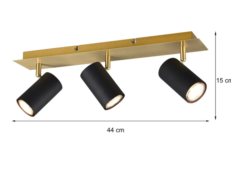 Deckenstrahler MARLEY Schwarz Gold 3-flammig, Breite 48cm
