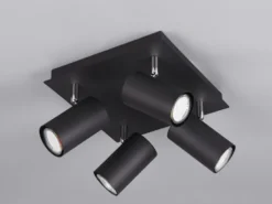 Deckenstrahler MARLEY Schwarz 4-flammig, Quadrat 24cm