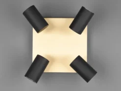 Deckenstrahler MARLEY Schwarz Gold 4-flammig, Quadrat 24cm