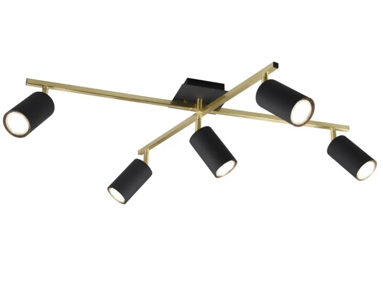 Deckenstrahler MARLEY Schwarz Gold 5-flammig, Arme verstellbar, Breite 77,5cm