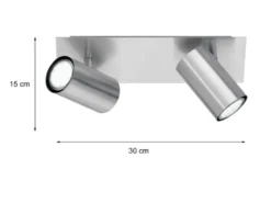 Deckenstrahler MARLEY Silber 2-flammig, Breite 30cm