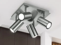 Deckenstrahler MARLEY Silber 4-flammig, Quadrat 24cm