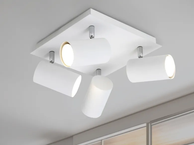 Deckenstrahler MARLEY Weiß 4-flammig, Quadrat 24cm