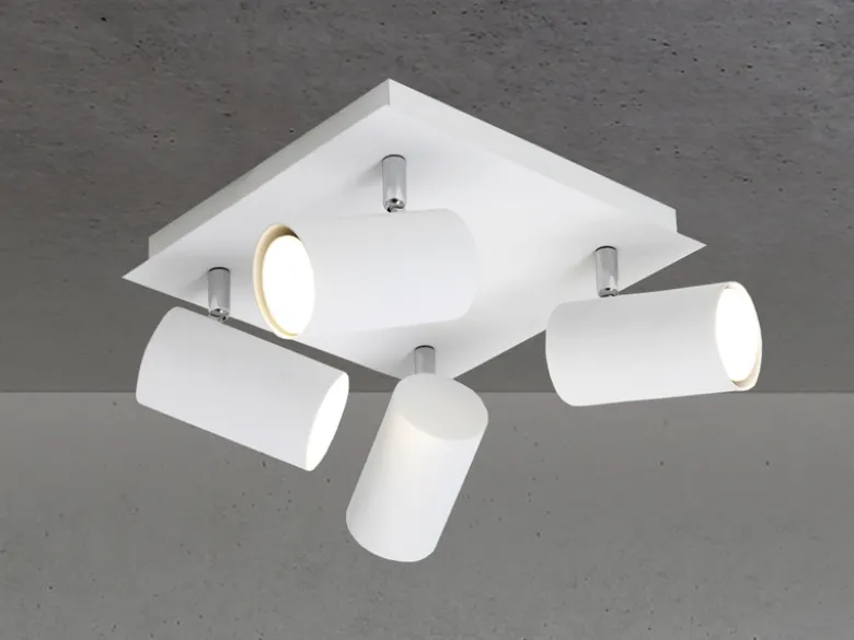 Deckenstrahler MARLEY Weiß 4-flammig, Quadrat 24cm