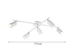 Deckenstrahler MARLEY Weiß 5-flammig, verstellbare Spots, Breite 77,5cm