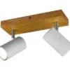 Deckenstrahler MARLEY Weiß mit Holz 2-flammig, Breite 26cm