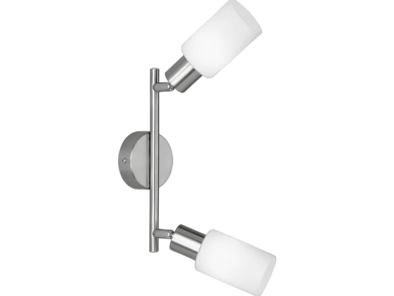 Deckenstrahler MARS 2-flammig Silber mit Glas Lampenschirmen Weiß, Breite 25cm