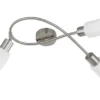 Deckenstrahler MARS 3-flammig Silber mit Glas Lampenschirmen Weiß, Breite 45cm