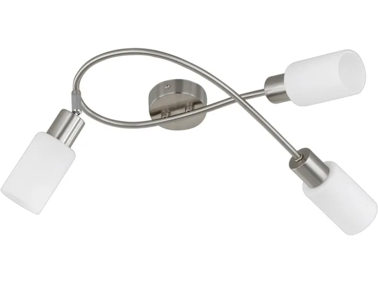 Deckenstrahler MARS 3-flammig Silber mit Glas Lampenschirmen Weiß, Breite 45cm