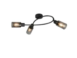 Deckenstrahler MARS 3-flammig Schwarz mit Rauchglas Lampenschirmen, Breite 45cm