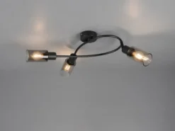 Deckenstrahler MARS 3-flammig Schwarz mit Rauchglas Lampenschirmen, Breite 45cm