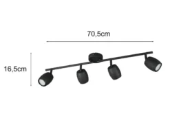 Deckenstrahler NANCY 4-flammig aus Metall Schwarz, Breite 70,5cm