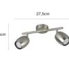 Deckenstrahler NANCY 2-flammig aus Metall Silber, Breite 27,5cm