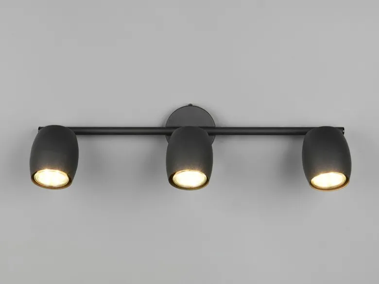 Deckenstrahler NANCY 3-flammig aus Metall Schwarz, Breite 47,5cm