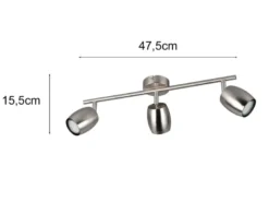 Deckenstrahler NANCY 3-flammig aus Metall Silber, Breite 47,5cm