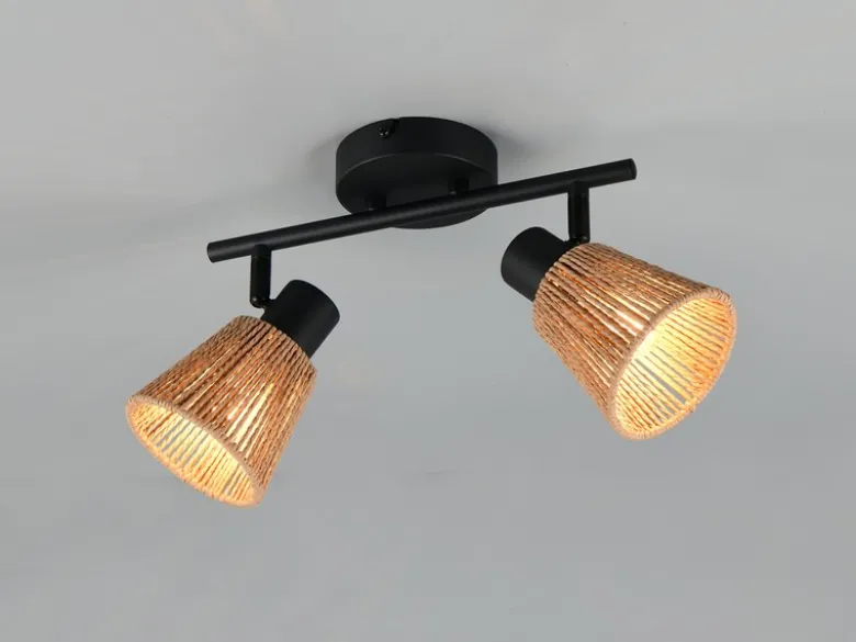 Deckenstrahler NATREL 2-flammig mit Lampenschirmen aus Papiergarn, B: 40,5cm