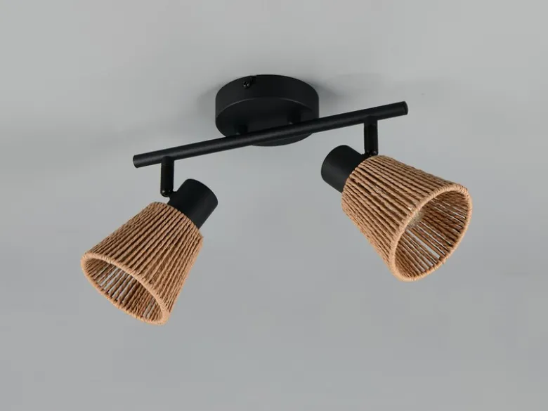 Deckenstrahler NATREL 2-flammig mit Lampenschirmen aus Papiergarn, B: 40,5cm