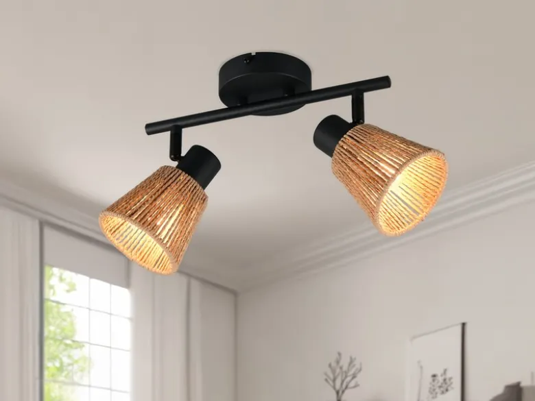 Deckenstrahler NATREL 2-flammig mit Lampenschirmen aus Papiergarn, B: 40,5cm