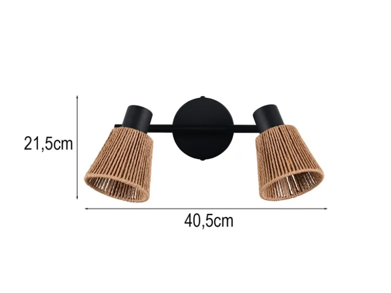 Deckenstrahler NATREL 2-flammig mit Lampenschirmen aus Papiergarn, B: 40,5cm