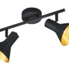 Deckenstrahler NINA Metall Schwarz Gold 2-flammig, Breite 33cm