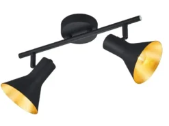 Deckenstrahler NINA Metall Schwarz Gold 2-flammig, Breite 33cm