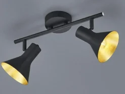 Deckenstrahler NINA Metall Schwarz Gold 2-flammig, Breite 33cm