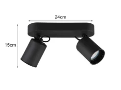 Deckenstrahler PAGO 2-flammig Metallschirm Schwarz, Breite 24cm