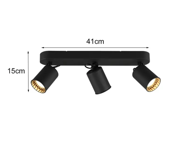 Deckenstrahler PAGO 3-flammig Metallschirm Schwarz, Breite 41cm