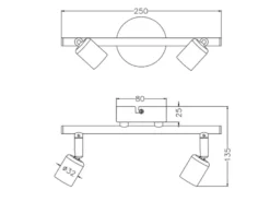 Deckenstrahler PARIS 2-flammig Metall Weiß, Breite 25cm