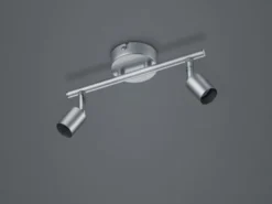 Deckenstrahler PARIS 2-flammig Metall Silber titanfarbig, Breite 25,5cm