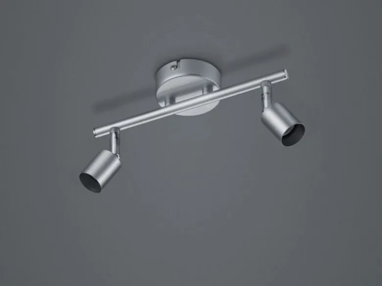Deckenstrahler PARIS 2-flammig Metall Silber titanfarbig, Breite 25,5cm