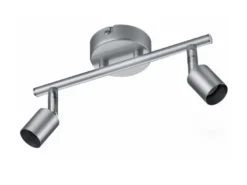 Deckenstrahler PARIS 2-flammig Metall Silber titanfarbig, Breite 25,5cm