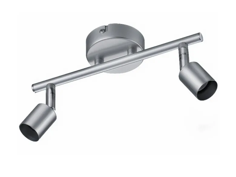 Deckenstrahler PARIS 2-flammig Metall Silber titanfarbig, Breite 25,5cm