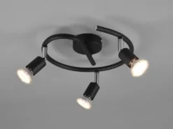 Deckenstrahler PARIS Rondell 3-flammig Schwarz, Ø 26cm