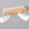 Deckenstrahler PIERRE 2-flammig aus Metall in Weiß mit Holz, Breite 31cm
