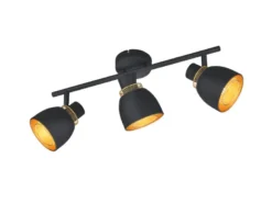 Deckenstrahler PUNCH 3-flammig Schwarz Gold mit Drahtgeflecht, Breite 45cm