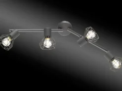 Deckenstrahler RAN Grau 4-flammig, Gitterlampe schwenkbar, Breite 60cm