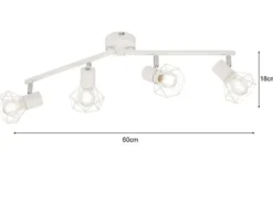 Deckenstrahler RAN Weiß 4-flammig, Gitterlampe schwenkbar, Breite 60cm