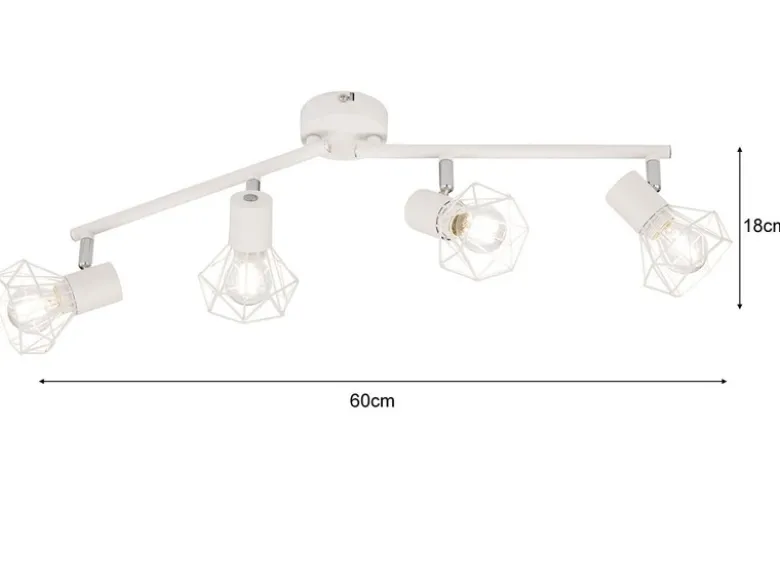 Deckenstrahler RAN Weiß 4-flammig, Gitterlampe schwenkbar, Breite 60cm