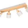Deckenstrahler SHANTI Hellgrau mit Holz 4-flammig, Breite 60cm