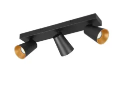 Deckenstrahler SHARP Schwarz Gold 3-flammig, Breite 46cm