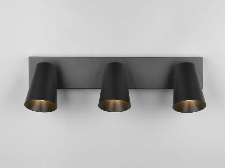 Deckenstrahler SHARP Schwarz Gold 3-flammig, Breite 46cm