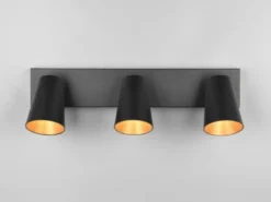 Deckenstrahler SHARP Schwarz Gold 3-flammig, Breite 46cm