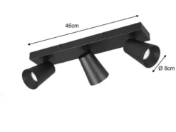 Deckenstrahler SHARP Schwarz Gold 3-flammig, Breite 46cm