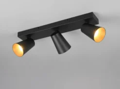 Deckenstrahler SHARP Schwarz Gold 3-flammig, Breite 46cm