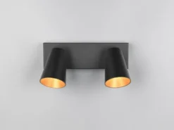 Deckenstrahler SHARP Schwarz Gold 2-flammig, Breite 28cm