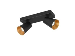 Deckenstrahler SHARP Schwarz Gold 2-flammig, Breite 28cm