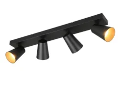 Deckenstrahler SHARP Schwarz Gold 4-flammig, Breite 64cm