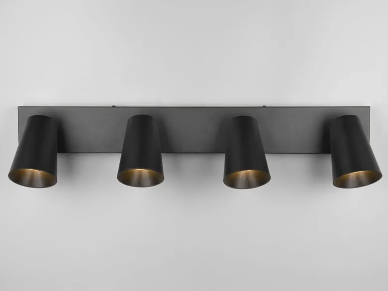 Deckenstrahler SHARP Schwarz Gold 4-flammig, Breite 64cm